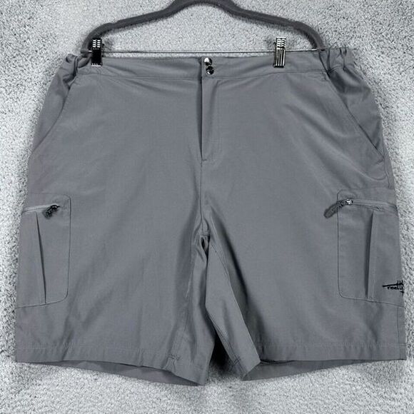 Reel Life Shorts Mens 2XL Grey Fishing Elastic Waist Casual Stretch Logo Outdoor